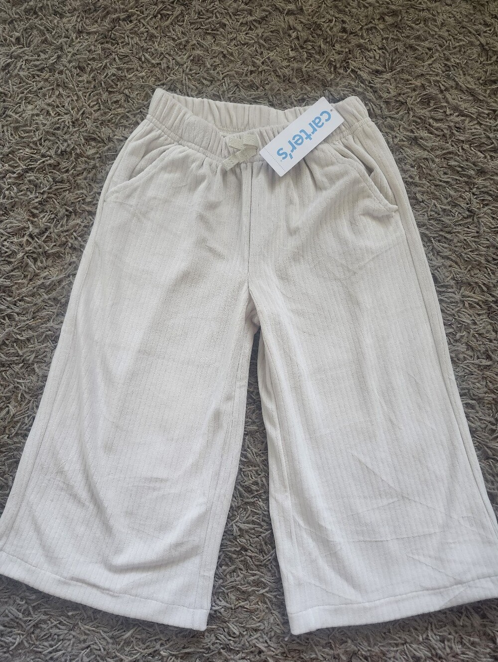 Carter's Soft Cream Ribbed Wide-Leg Pants
